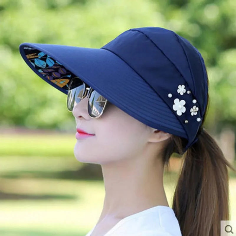 Summer Sun Hats Women Foldable UV Protection Sun Hat Visor Suncreen Floppy Cap Chapeau Femme Outdoor Beach Hat