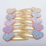 10pcs/lot Small Size Girls Hairclips Glitter Heart  Birthday Gift Baby Girls Hair Accessories Kids  Hair Clip For Children