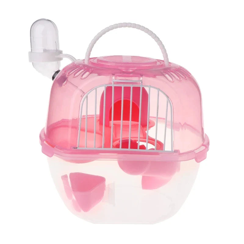 Portable Hamster Travel Carrier Practical Plastic Hamster Cage Durable Hamster Living Habitat House Guinea Pigs Nest Cave Bed