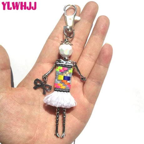 YLWHJJ brand Doll Handmade Cute charm keychain for Women Car Pendant Girls fashion Jewelry Bag key chains Accessories key ring