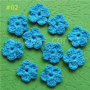 100 Colorfull Handmade Cotton Crochet Flowers, quilt scrapbooking DIY 3D craft knitted fabric flower applique clothes decoration