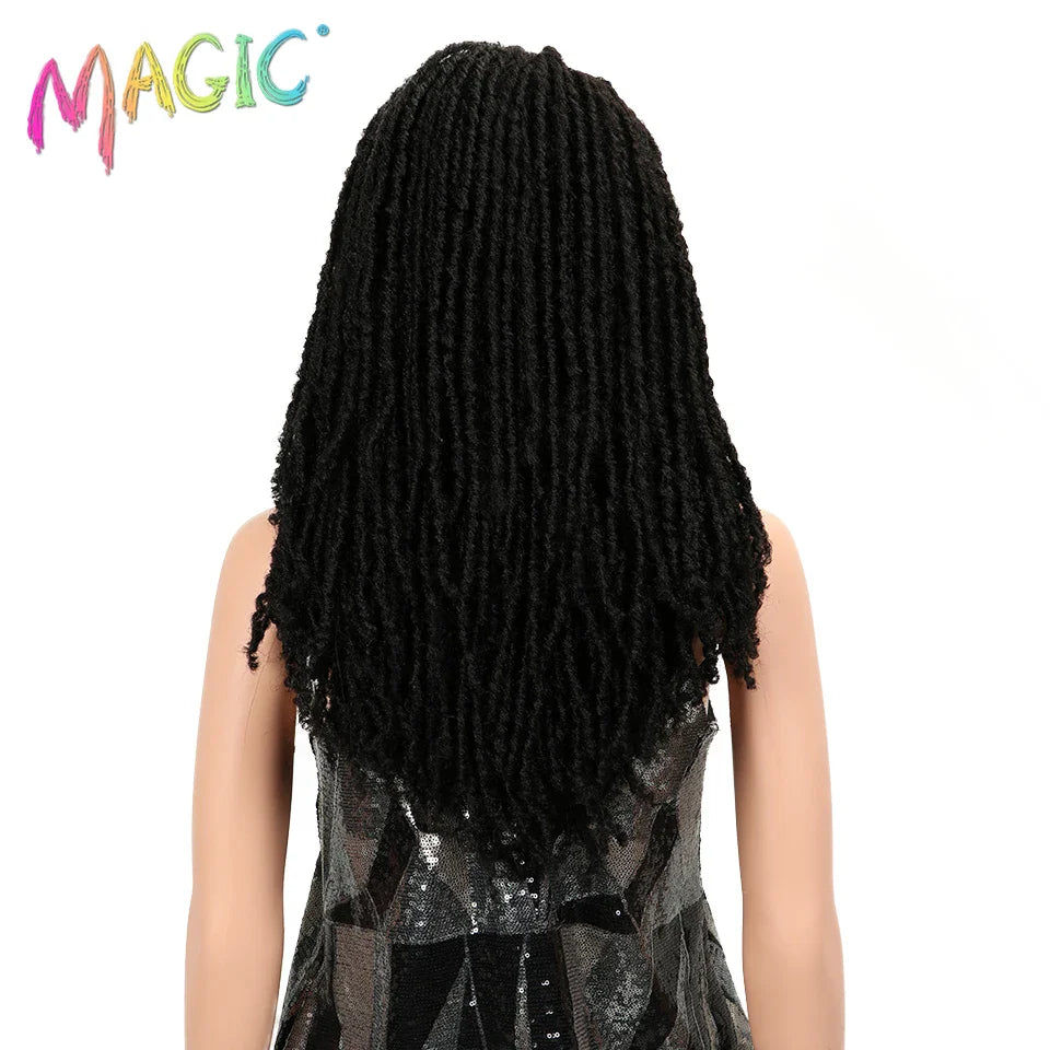 MAGIC 22Inch Synthetic Hair Wigs For Black Women Crochet Braids Twist Jumbo Dread Faux Locs Hairstyle Long Afro Brown Hair