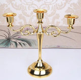 Silver Gold Black Bronze Metal Candlestick Holder Retro 3-Arm Dinner Candelabra Wedding Home Decor Candelabra