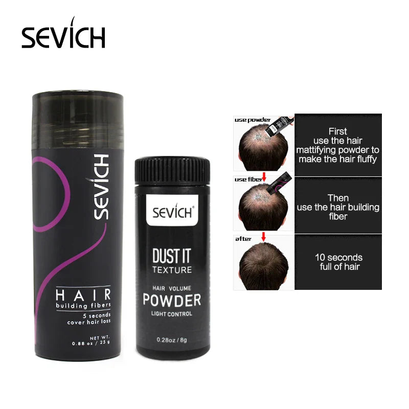 One Kit 2pcs Spray 25g Hair Fiber Fluffy powder Thinning Concealer Loss Baldness Instant Refill Keratin Fiber Hair Powder