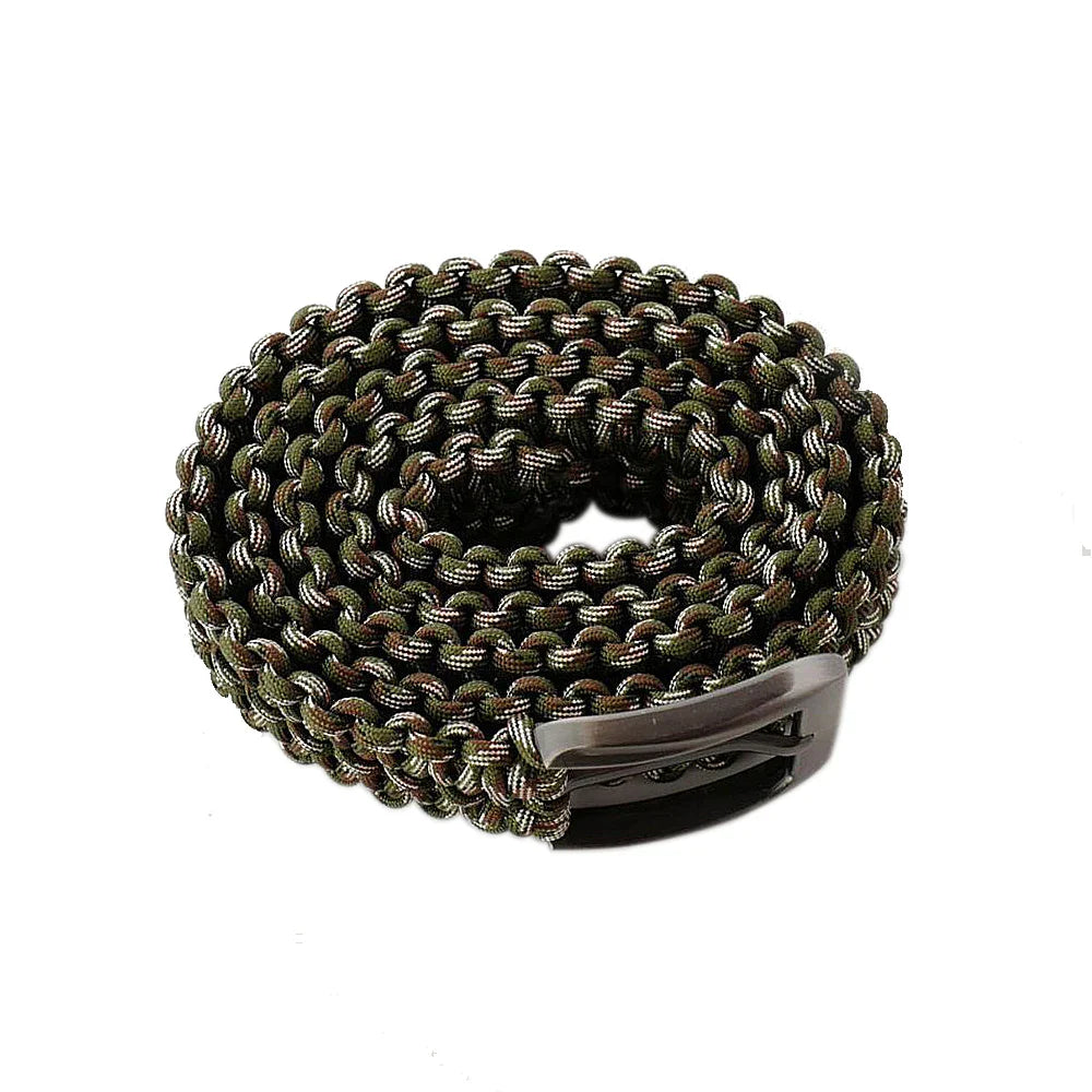 Tactical 550 Paracord Parachute Cord Waist Belt Survival Woven Belt Camping Hunting Hiking Survival Emergency With Metal Buckle