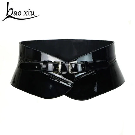 Fashion brand decoration wide leather belt women's color black ultra wide cummerbund punk all-match belts Waist sealing