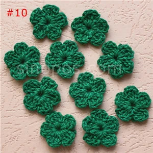 100 Colorfull Handmade Cotton Crochet Flowers, quilt scrapbooking DIY 3D craft knitted fabric flower applique clothes decoration