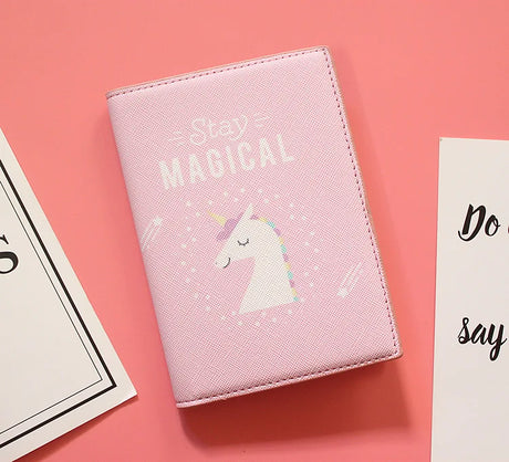 Cute Unicorn Girls Travel Abroad Passport Protection Set Waterproof  Passport Holder Card Wallet