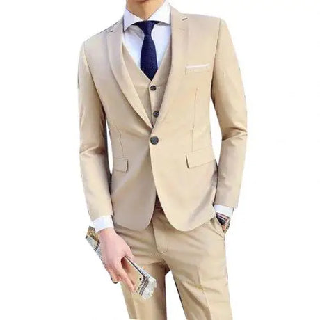 2021 Men's Sets Three-piece Wedding Business Men Formal Suit Vest Blazer Pants Set Slim Fit Tuxedos Prom Party Blazer