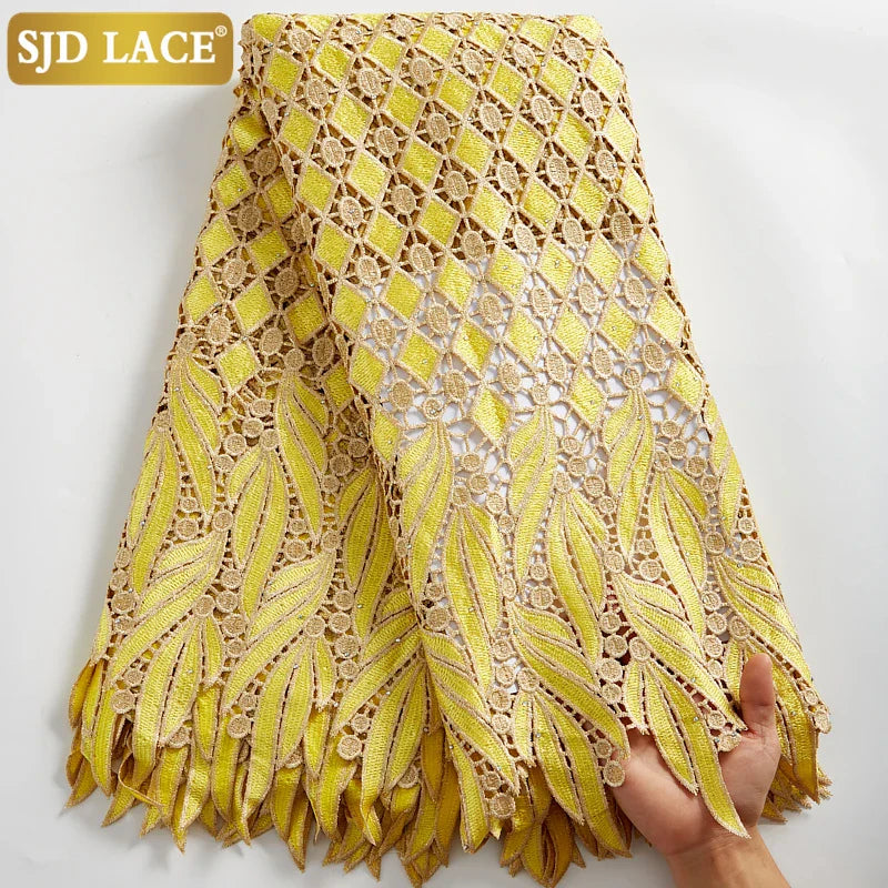 SJD LACE 2024Skin Friendly Classic African Eembroidery Guipure Cord with Stones Fabric Nigerian Celebration lace For Party A2547