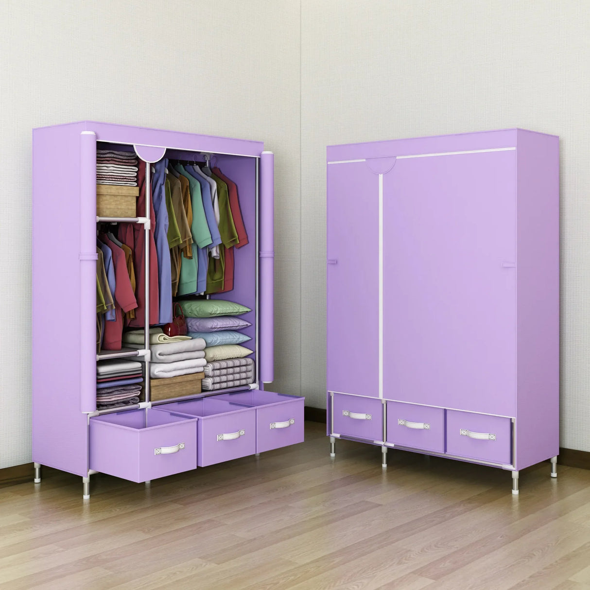 Non-Woven Fabrics Wardrobe Coffee Fabric Closet Portable Folding Dust-proof Waterproof Storage Cabinet Bedroom Home Furniture