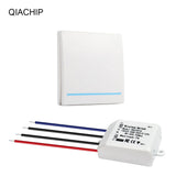 QIACHIP 433.92MHz AC 220V 1 CH Wall Panel Wireless Remote Control Switch Smart Home Room AC 85-265V Remote Control Receiver