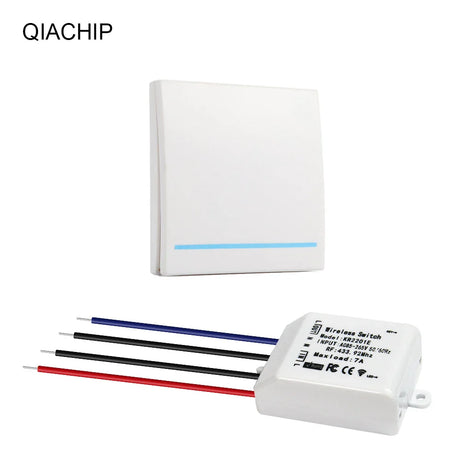 QIACHIP 433.92MHz AC 220V 1 CH Wall Panel Wireless Remote Control Switch Smart Home Room AC 85-265V Remote Control Receiver