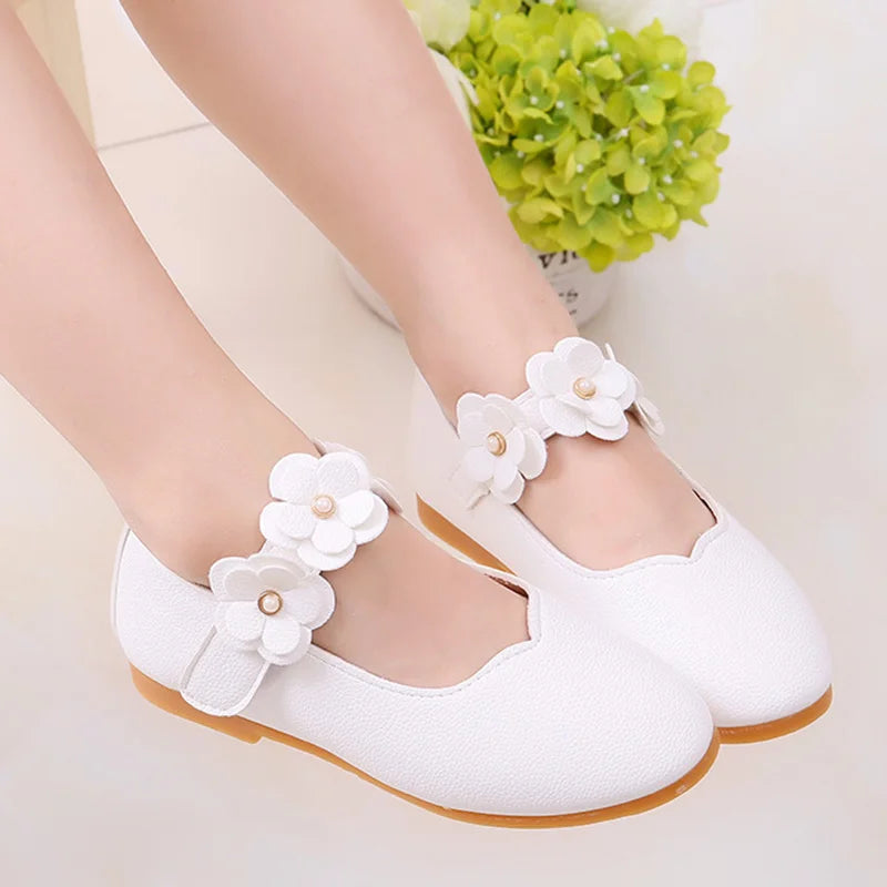 1-11 year Leather Girls Shoes Flowers Party Shoes For Baby Princess Shoes for Kids Children Flats Dress Shoe White Sandal Lady s