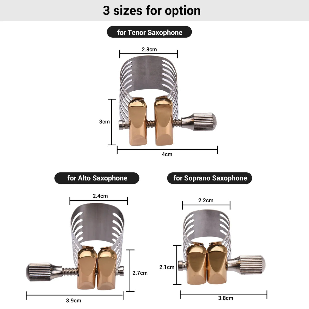 Muslady Single Screw Adjustment Saxophone  Fastener Clip Compact Sax Ligature for Tenor / Alto / Soprano Saxophone Mouthpiece