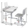 70/80 CM Kids Desk and Chair Set Height Adjustable Children Learning Table Sturdy Desktop Gray With Reading Stand for Boys Girls