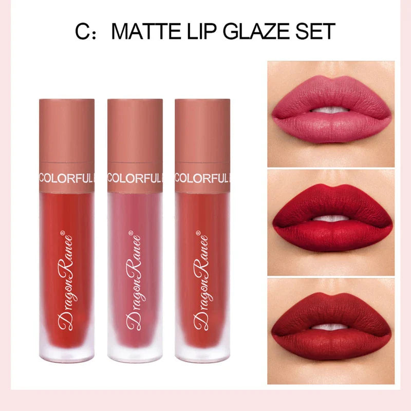 Women Matte Velvet Moisturizer Makeup Lipgloss Set Cosmetic Lip Glaze Multiccolor Make Up Kit,Nutritious Easy To Wear Lipglaze