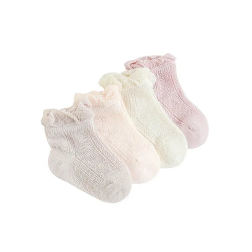 Lawadka 4Pairs/Lot Kids Socks for Girls Boys Cotton Solid Princess Children Sock Casual Summer Mesh Thin Newborn Baby Socks New