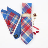 5 PCS Luxury Cotton Patchwork 7cm Tie Set Brooch Pin Clip Hankie Cufflink Men Party Daily Striped Floral Cravat Gift Accessory