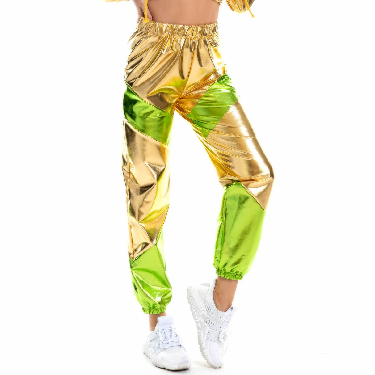 Women Shiny Metallic Joggers Pants Hip Hop Trouser Holographic Clothes Rave Festival Disco Pole Street Wear Dance Wear Sweatpant