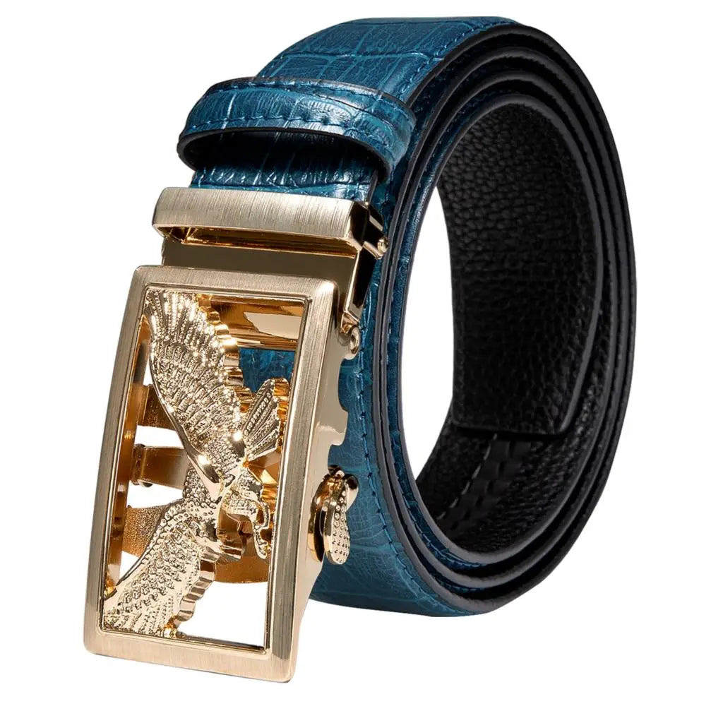 High Quality Mens Belts Black Brown Blue White Green Leather Straps Casual Gold Automatic Buckles Waistband Belt for Men Wedding