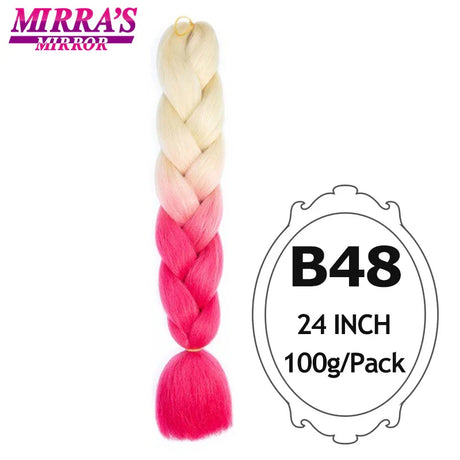 Jumbo Braiding Hair Extensions 24inch Ombre Hair For Braids 5Pcs Box Braid Yaki Texture Synthetic Fiber Fake Hair Mirra’s Mirror