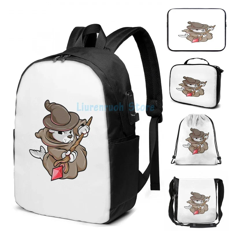 Funny Graphic print Seal as Magician with Magic wand USB Charge Backpack men School bags Women bag Travel laptop bag