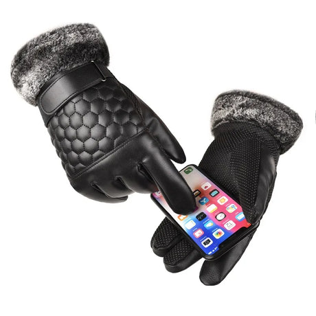 Winter Gloves For Men Leather Gloves Tactical Touchscreen Fleece Keep Warm Waterproof Driving Male Snowboard Outdoor Sport Glove