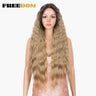 FREEDOM Synthetic Lace Wig Long Deep Wavy Ombre Blonde Ginger Lace Wigs For Black Women Heat Resistant Cosplay Wigs