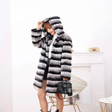 rabbit fur coat rabbit fur jacket Stand collar imported rex rabbit coat stripes rex rabbit fur coat high quality natural fur