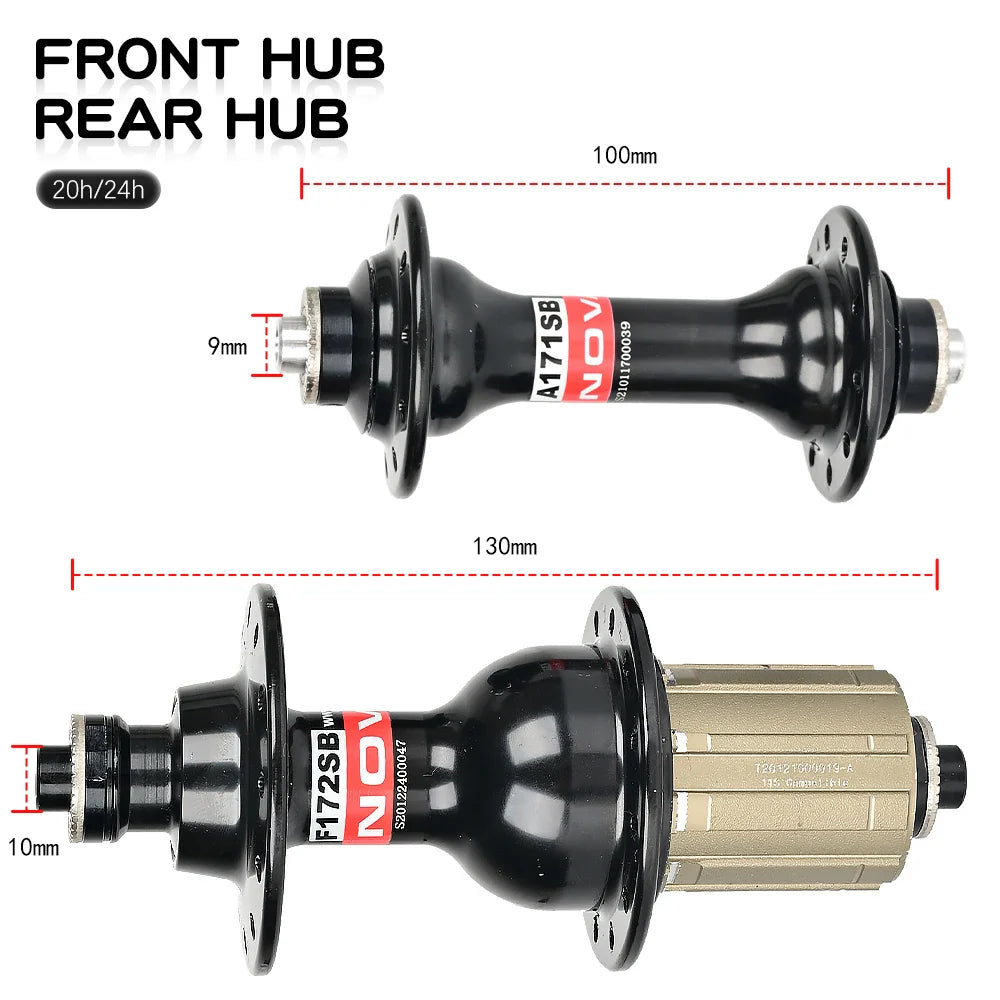 Novatec Road Bicycle Hub A171SB/F172SB Front 20H Rear 24H Quick Release Folding Bike Hub Disc 4 bearing for 8-9-10-11-12 speeds