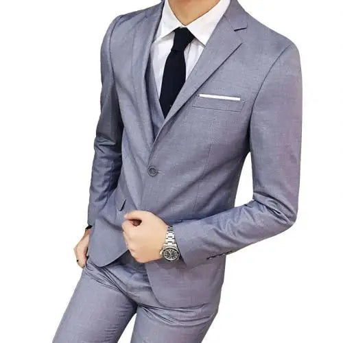 2021 Men's Sets Three-piece Wedding Business Men Formal Suit Vest Blazer Pants Set Slim Fit Tuxedos Prom Party Blazer