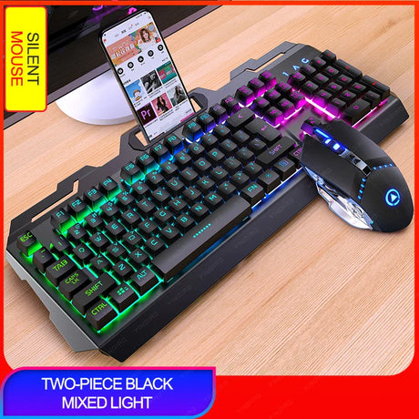 V2 Gaming Keyboard Mouse Headset Set Mechanical Feel Game 104 Keys Keyboards 3200DPI Mice Headphone Combos for PC Gamer