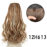 Hair Extensions No Clips Synthetic Fake Hair Ombre Pink Blonde Brown Black Natural Wavy Curly False Hair Piece For Woman