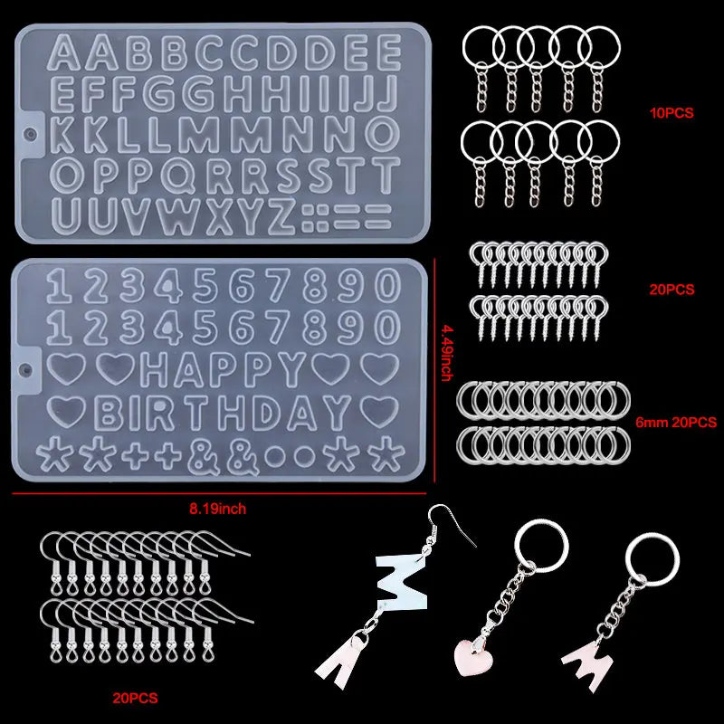 Alphabet Resin Molds Kit Backward Letter Number Silicone Casting Molds Resin Epoxy Molds For Keychain Making Pendant Jewelry DIY