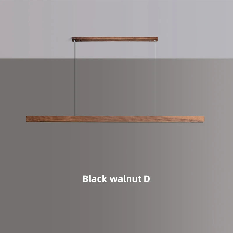 Wooden Pendant Lights Hanging Lamp Modern Table LED Long Linear Light Kitchen Island Lighting for Dining Living Room Office