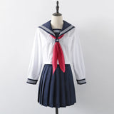 Japanese JK Suit Three Lines Woman School Uniform High School Sailor Suit Navy Cosplay Costumes Student Girls Pleated Skirt