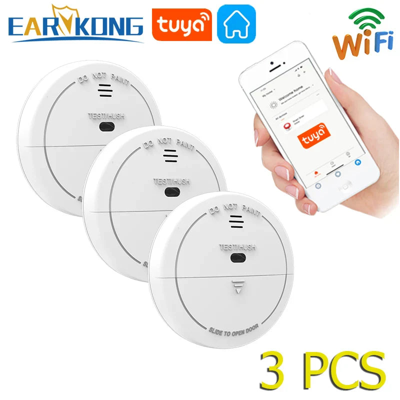 Tuya WiFi Smoke Sensor Fire Protection Top Smoke inlet Detector Smokehouse Combination Fire Alarm Home Security Firefighters