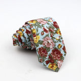 New Floral Tie For Men Skinny Casual Cotton Necktie For Wedding Casual Mens Neckties Classic Suits Flower Print Neck Ties Cravat