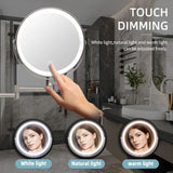 8 Inch Wall Mounted Bathroom Mirror Adjustable LED Makeup Mirror 10X Magnifying Touch Vanity Cosmetic Mirrors with Light