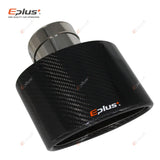 EPLUS Glossy Carbon Fiber Car Mufflers Tip Exhaust Pipe Nozzle Decoration Universal Stainless Silver Oval Width 150mm Or 105mm