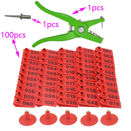 Ear Tag Sheep Marker Applicator 001-100 Ear Tags For Goat Ldentification Kit Ear Tagger With 2 Pcs Pins Ear Tag Pliers