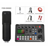 F998 Bluetooth-Compatible Sound Card with BM800 USB Microphone Set professional Studio Record Phone Computer Voice Mixing