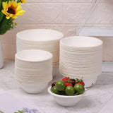 50PCS/Pack 220/350/500ml Disposable Dinnerware ECO-Friendly White Paper Bowl Tableware Outdoor Party Dining Barbecue Supplies