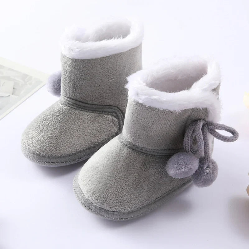 Baywell Autumn Winter Warm Newborn Boots 1 Year baby Girls Boys Shoes Toddler Soft Sole Fur Snow Boots 0-18M