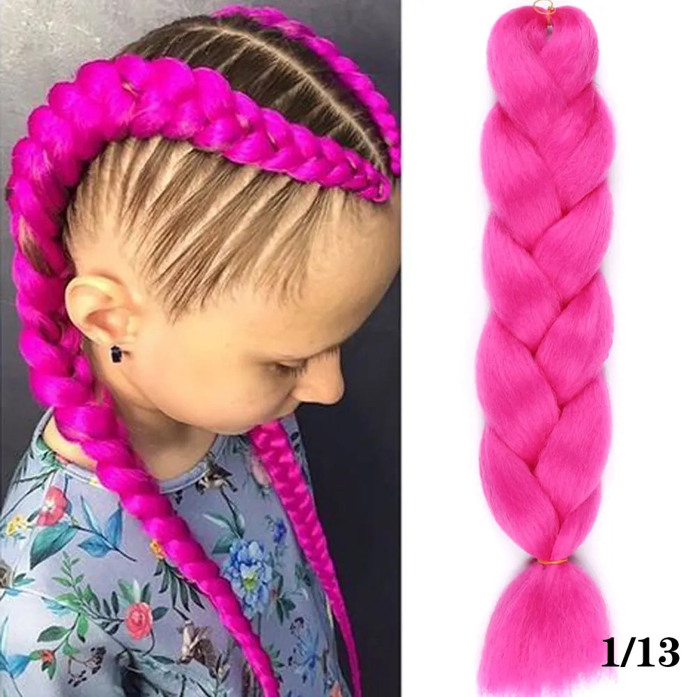 24Inch Synthetic Hair Extensions for Braids 100g/pc Jumbo Braiding Hair Kanekalon Colored Hair Pre Stretched Yaki Jumbo Braids