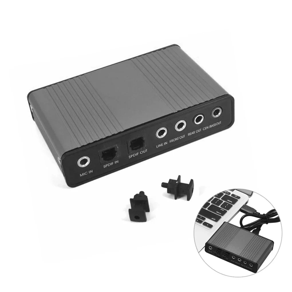 Sound Card Adapter 6 Channels External Converters Retractable Connector