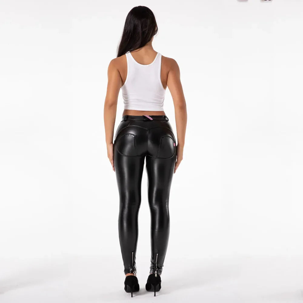 Shascullfites Melody Fitting Leather Motorcycle Leggings Pants with Fur Inside Black Motor Leggings for Women Motocross Leggings