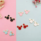 20pcs Drop Oil Mickey Head Shaped Enamel Charms Pendants Fit DIY Earring Bracelet Floating Hair Jewelry Accessories Gift 14*20mm