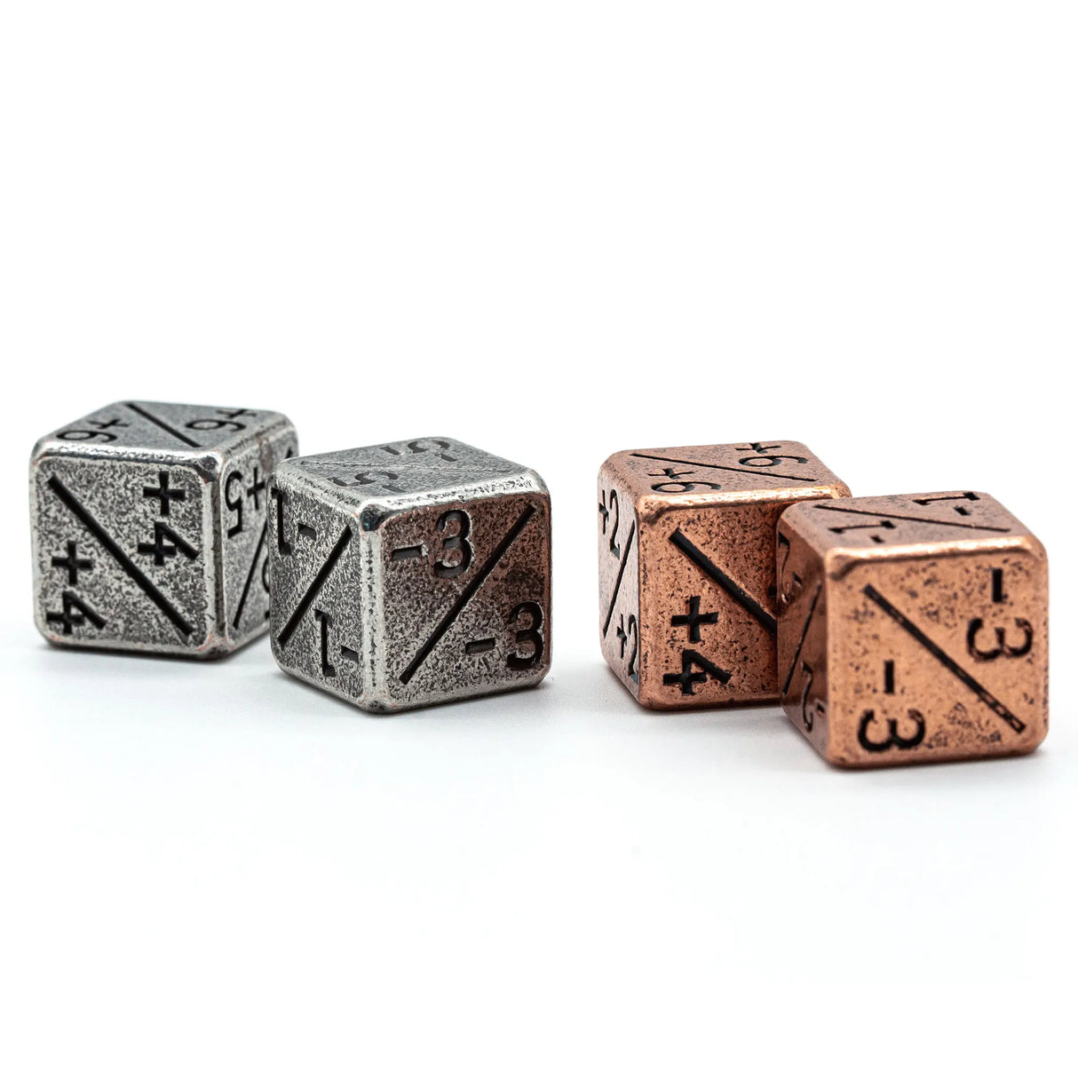 2 Pcs Metal D6 Dice Counters 15MM include 1Pc +Positive +1/+1 and 1Pc -Negative -1/-1 D6 Dice For Magic The Gathering, CCG